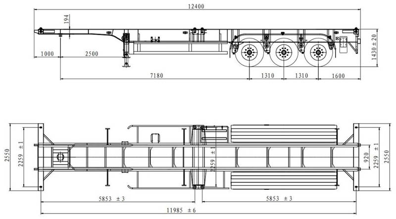 Reboque plataforma de 50 toneladas 50 ton Flatbed Trailer