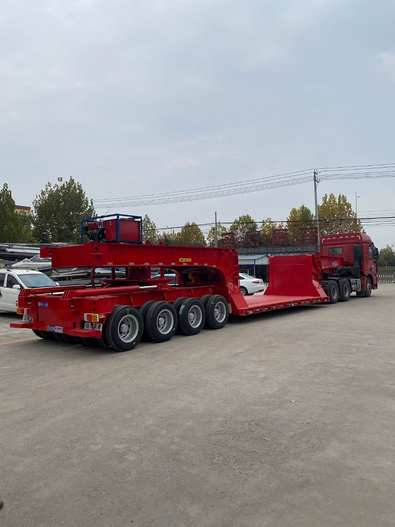 Semirremolque de caja baja de 4 ejes alto bajo alto High Low High 4 Axle Lowbed Semi Trailer